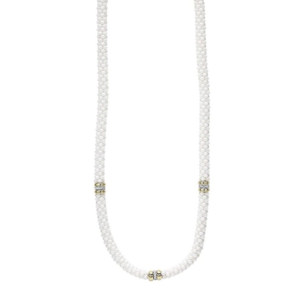 LAGOS White Caviar/18k 3-station Necklace/Diamond